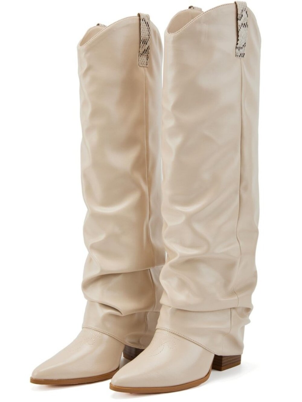 Fold Over Boots For Women Berber Fleece Knee High Boots With Zipper